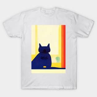 I Am Power Cat Retro Poster Vintage Art Space Wall Vibrant Yellow Illustration T-Shirt